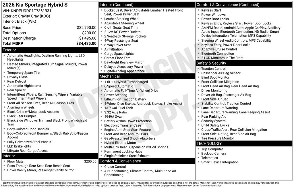 New 2026 Kia Sportage S image 2
