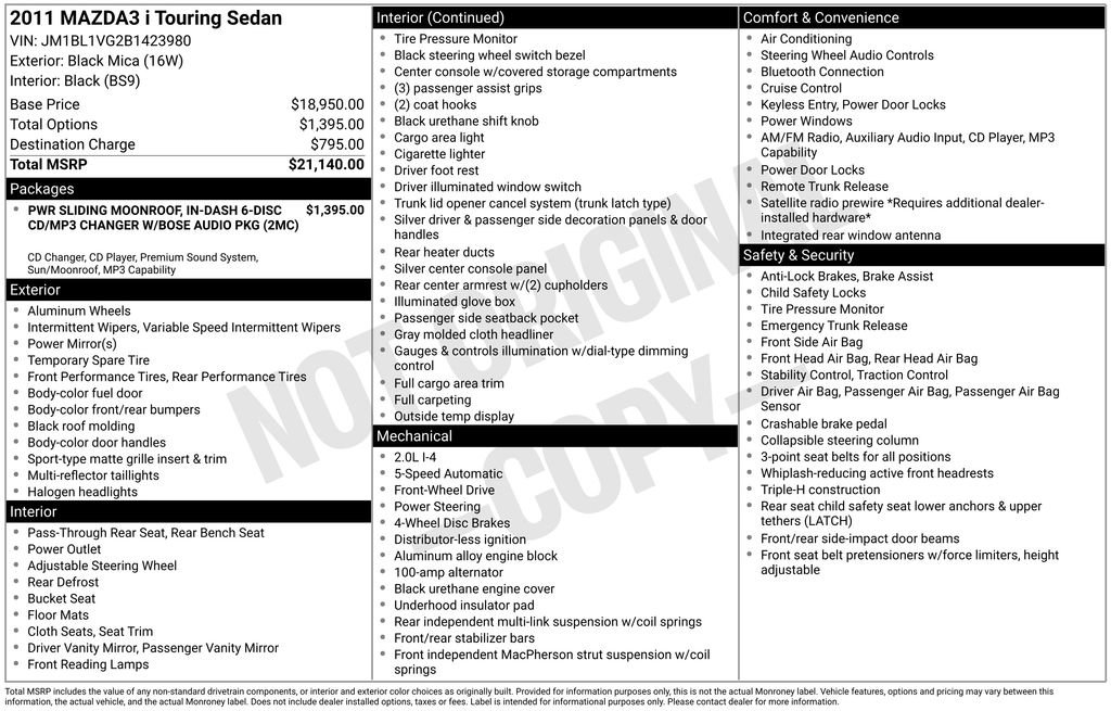 Used 2011 MAZDA MAZDA3 i Touring FWD image 5