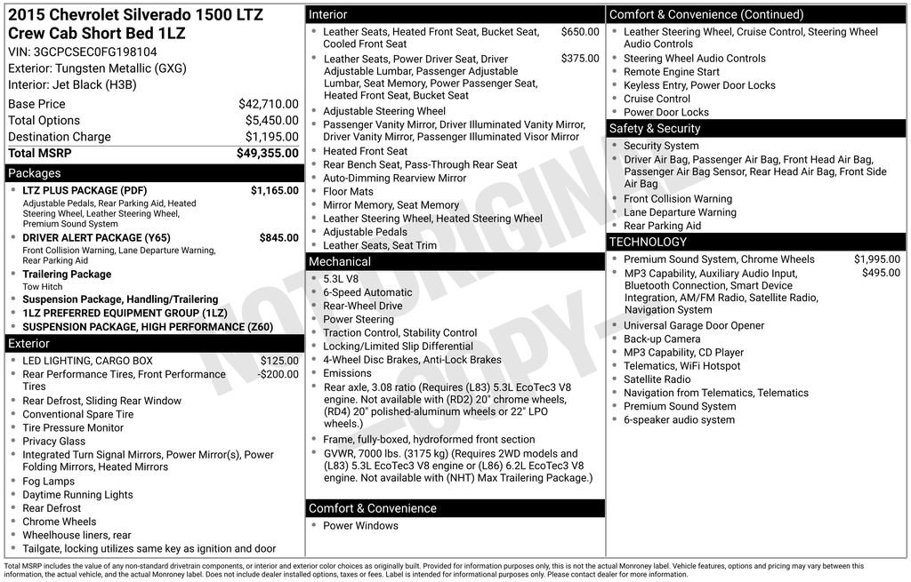 Used 2015 Chevrolet Silverado 1500 LTZ w/ LTZ Plus Package RWD image 8