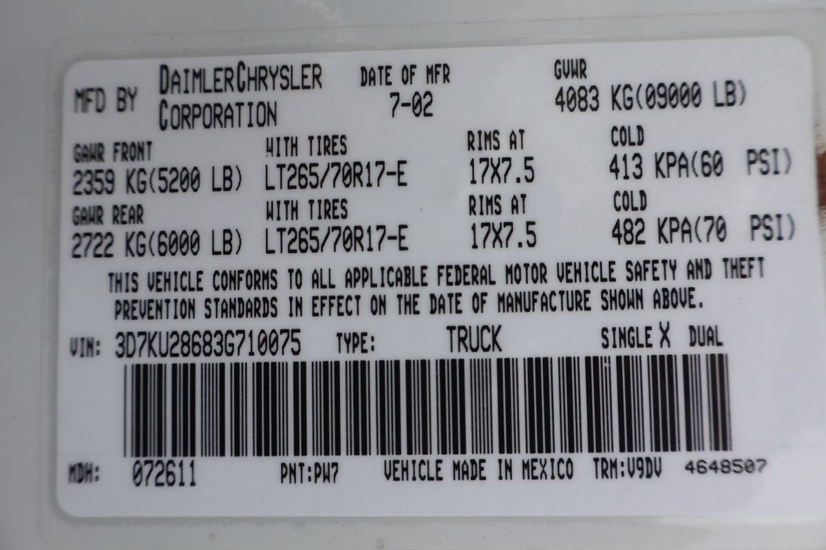 Used 2003 Dodge Ram 2500 Truck SLT AWD/4WD image 44
