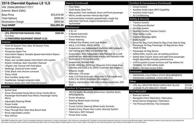 Used 2016 Chevrolet Equinox LS w/ LPO, Protection Package image 4