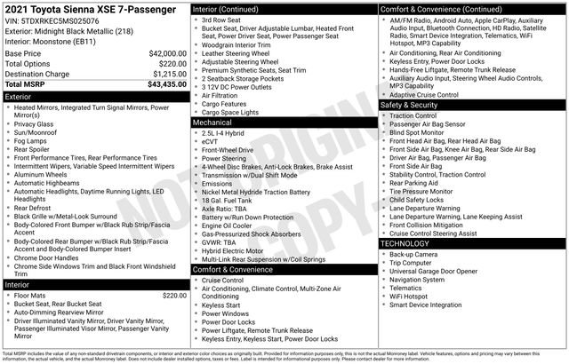 Used 2021 Toyota Sienna XSE FWD image 35