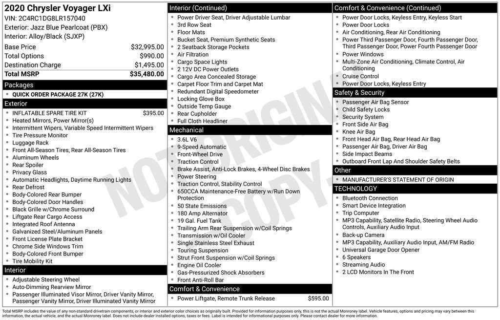 Used 2020 Chrysler Voyager Lxi FWD image 5