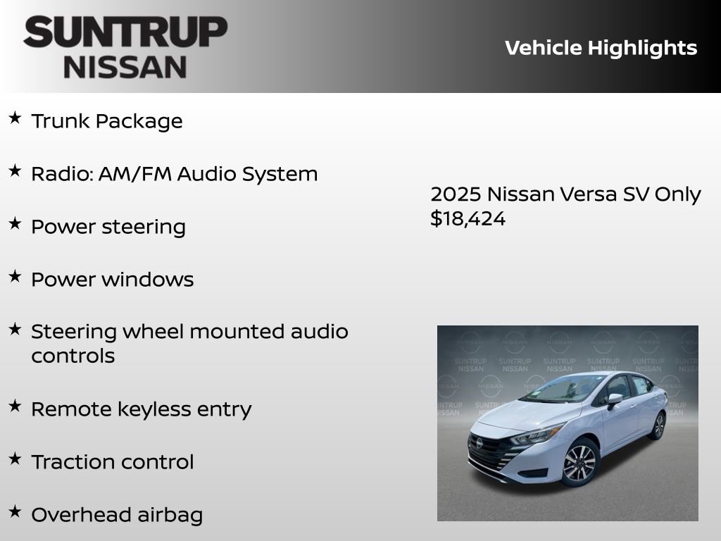 New 2025 Nissan Versa SV w/ Trunk Package image 8