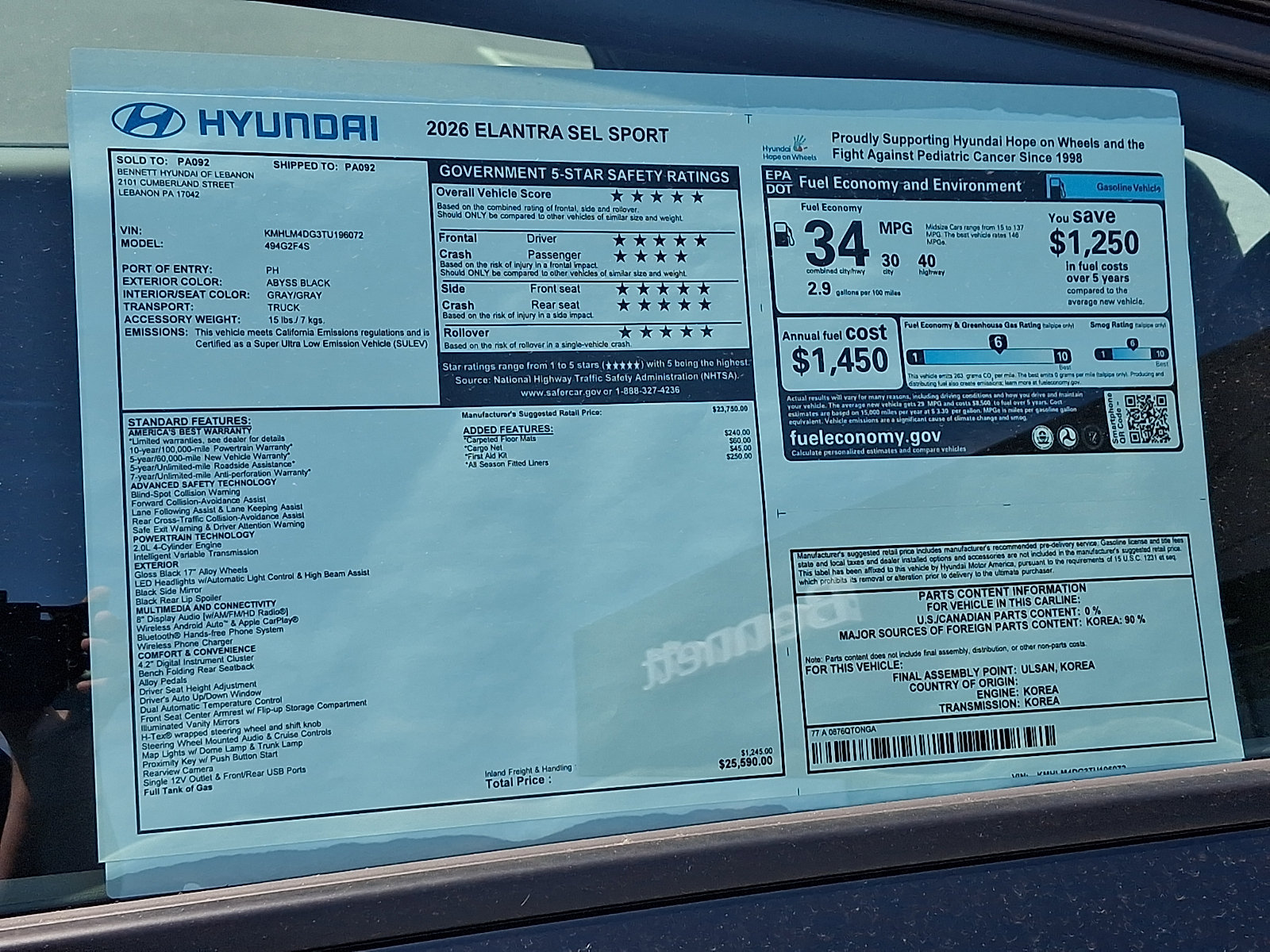 New 2026 Hyundai Elantra Sport FWD image 3