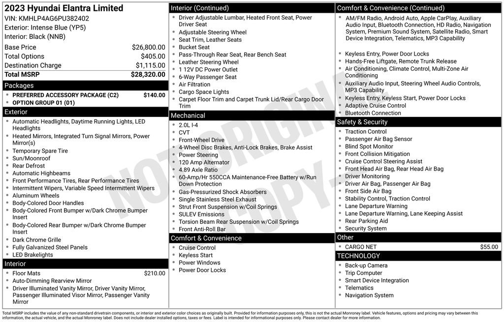 Certified 2023 Hyundai Elantra Limited w/ Preferred Accessory Package image 41