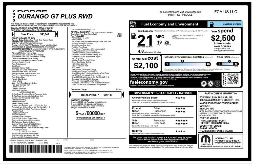 Certified 2023 Dodge Durango GT RWD image 4