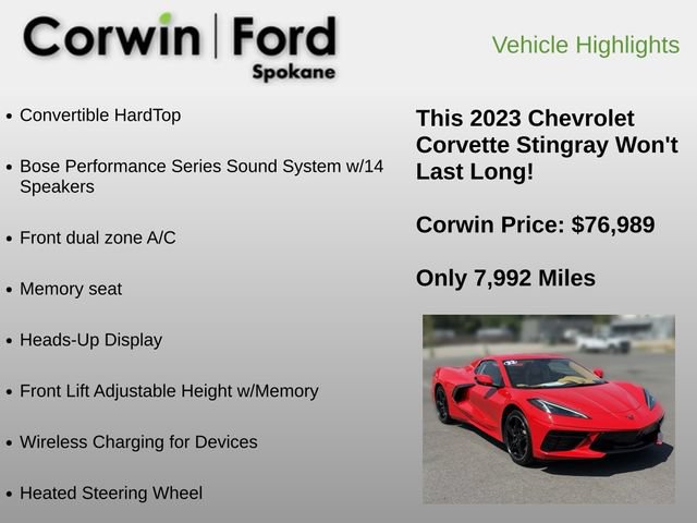 Used 2023 Chevrolet Corvette Stingray Premium Conv w/ 3LT RWD image 6