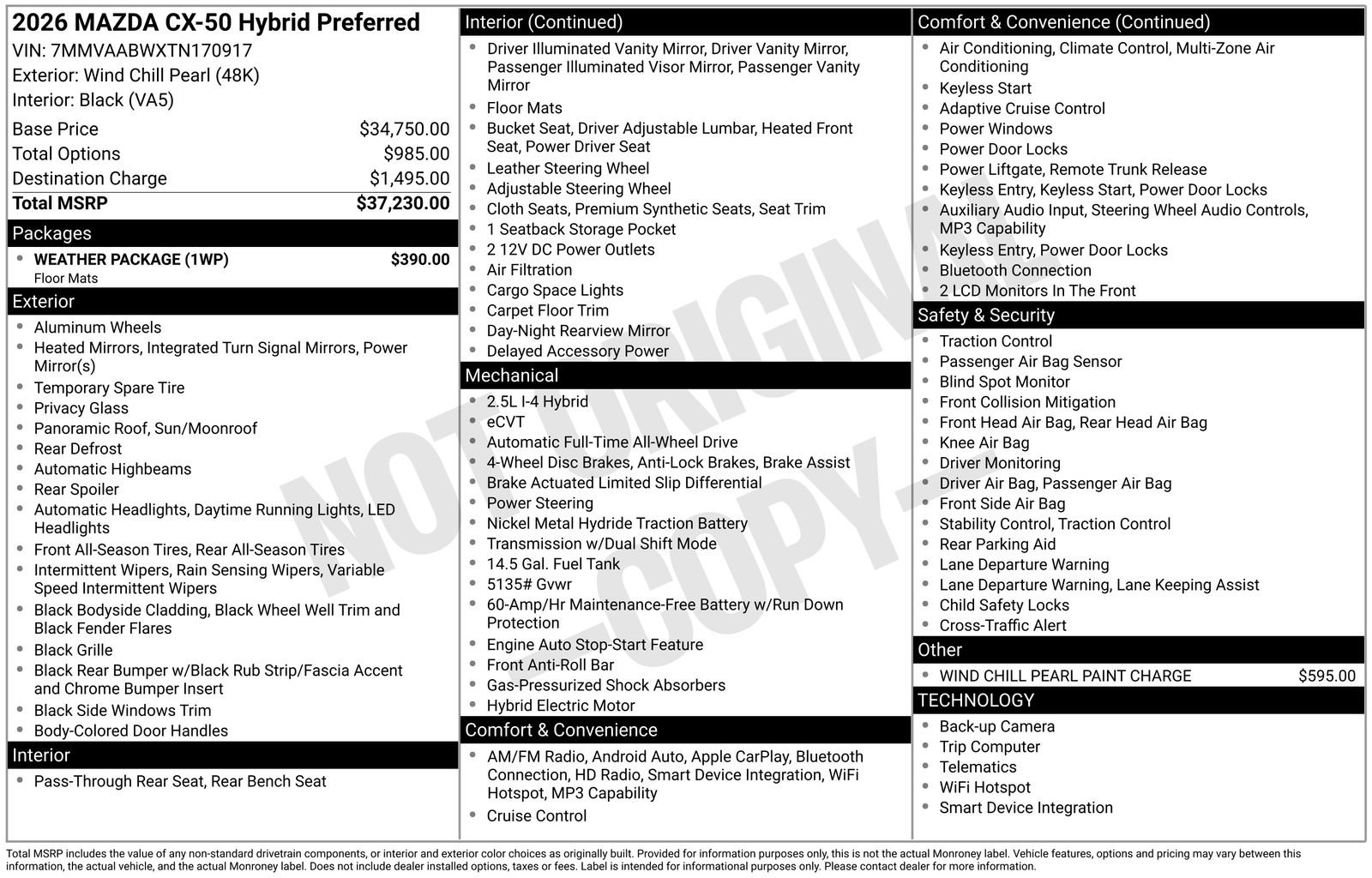 New 2026 MAZDA CX-50 2.5 Hybrid w/ Weather Package AWD/4WD image 4