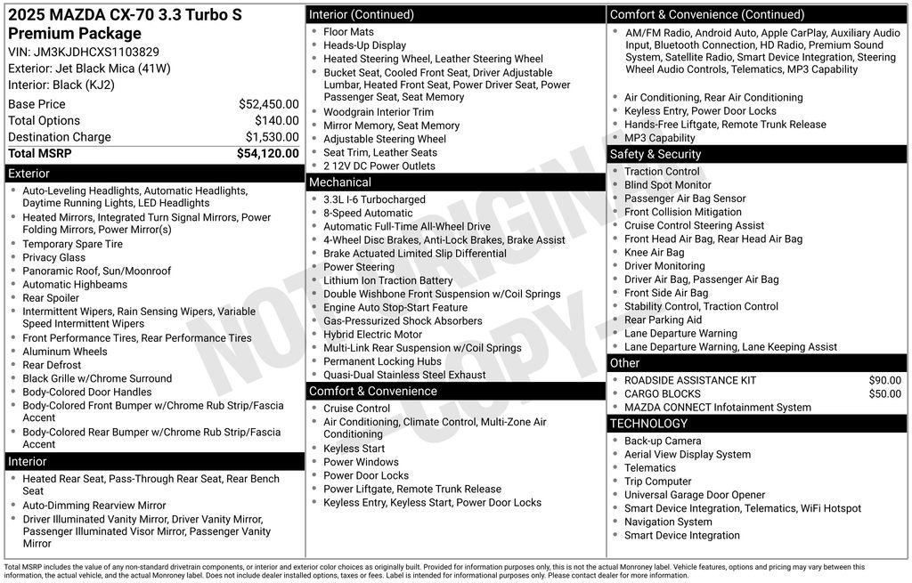 New 2025 MAZDA CX-70 3.3 Turbo S w/ Premium Package image 33
