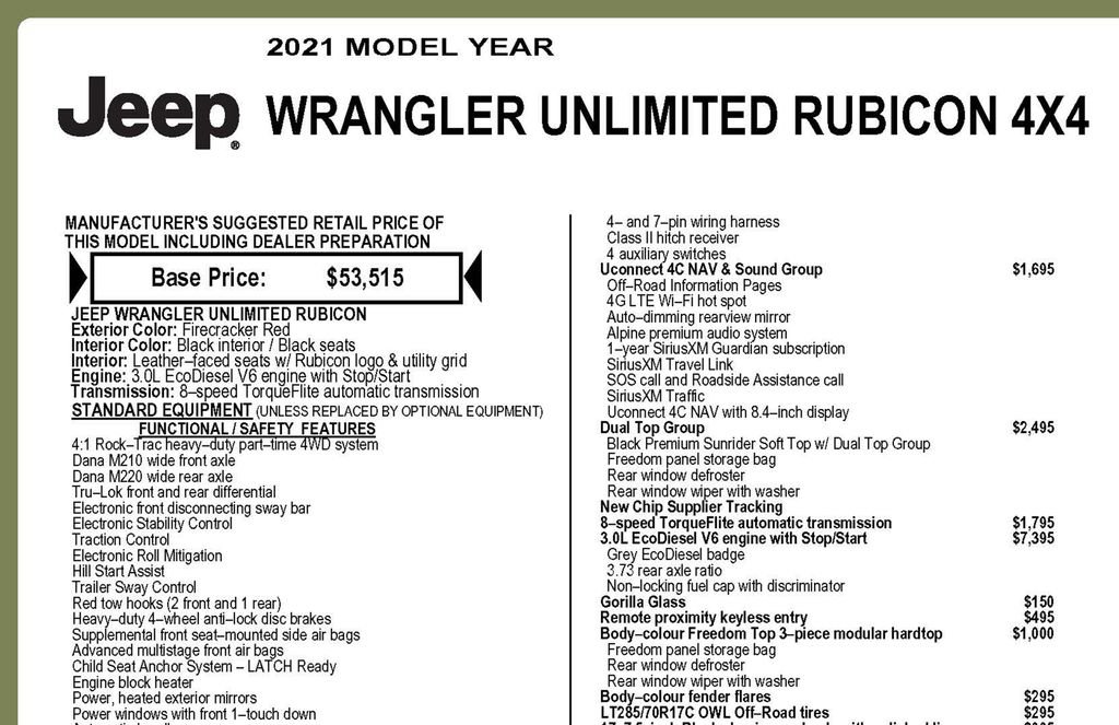 Used 2021 Jeep Wrangler Unlimited Rubicon w/ Dual Top Group image 2