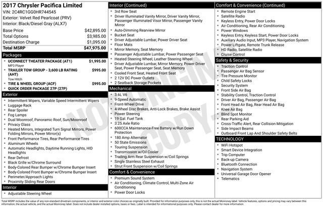 Used 2017 Chrysler Pacifica Limited w/ UConnect Theater Package image 32