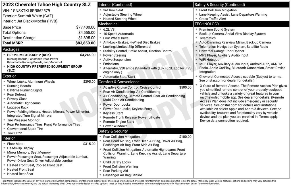 Certified 2023 Chevrolet Tahoe High Country w/ Premium Package 2 AWD/4WD image 4