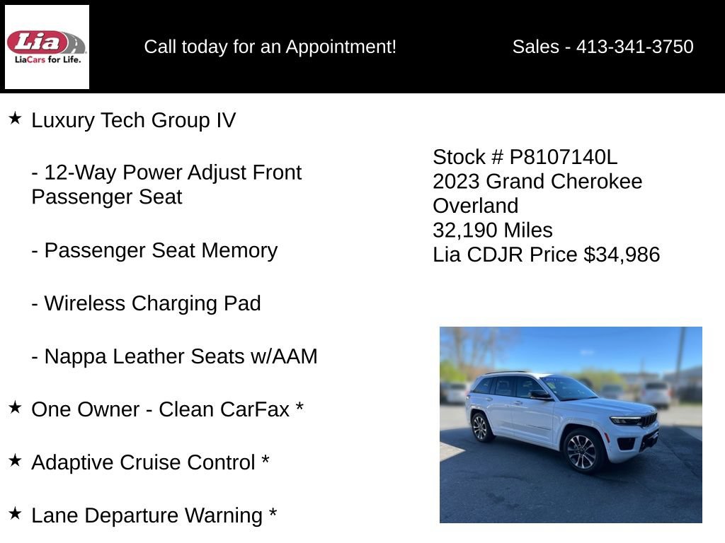 Certified 2023 Jeep Grand Cherokee Overland w/ Luxury Tech Group IV AWD/4WD image 11