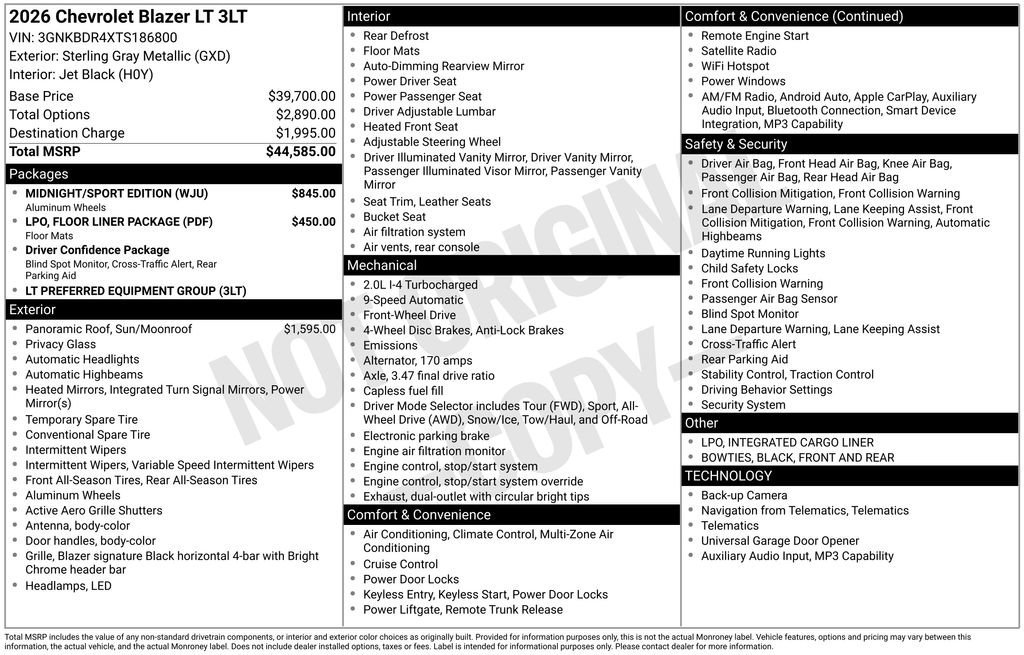 New 2026 Chevrolet Blazer LT w/ Midnight/Sport Edition FWD image 11
