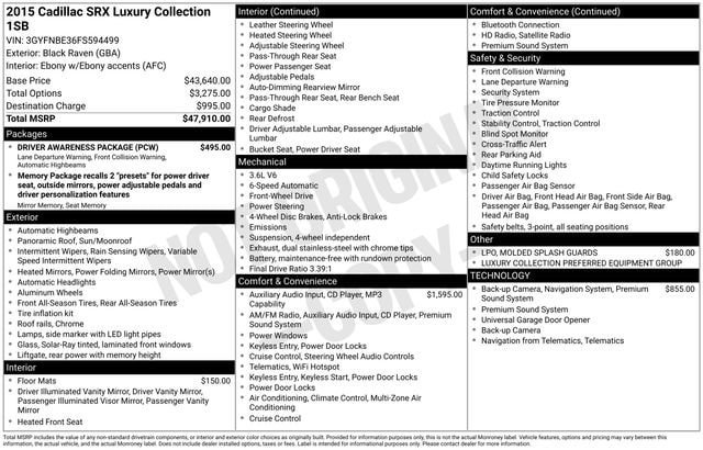 Used 2015 Cadillac SRX Luxury w/ Driver Awareness Package FWD image 32