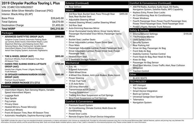 Used 2019 Chrysler Pacifica Touring-L Plus w/ Advanced Safetytec Group FWD image 15