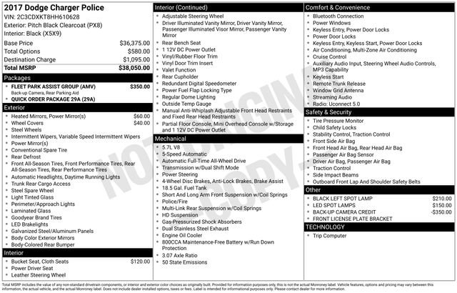 Used 2017 Dodge Charger Police w/ Fleet Park Assist Group AWD/4WD image 2