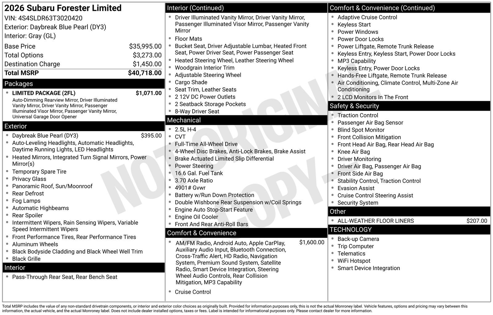 Certified 2026 Subaru Forester Limited w/ Limited Package AWD/4WD image 7
