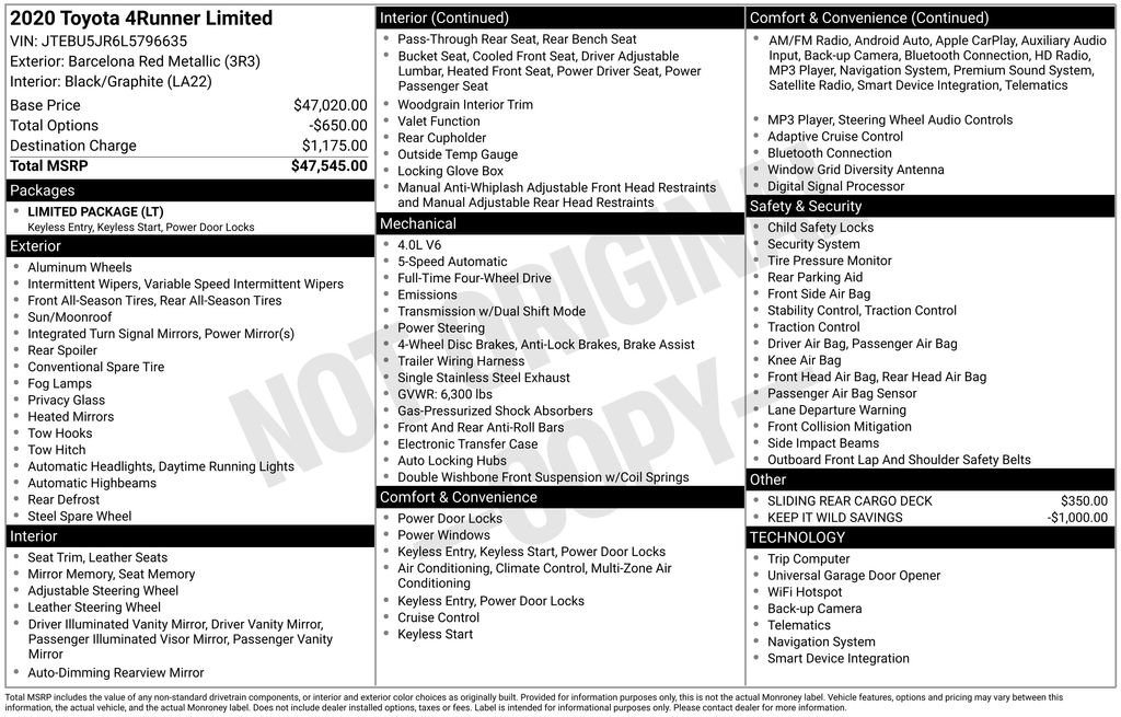 Used 2020 Toyota 4Runner Limited image 27