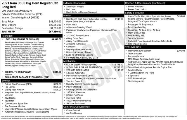 Used 2021 RAM 3500 Big Horn w/ Level 2 Equipment Group AWD/4WD image 7