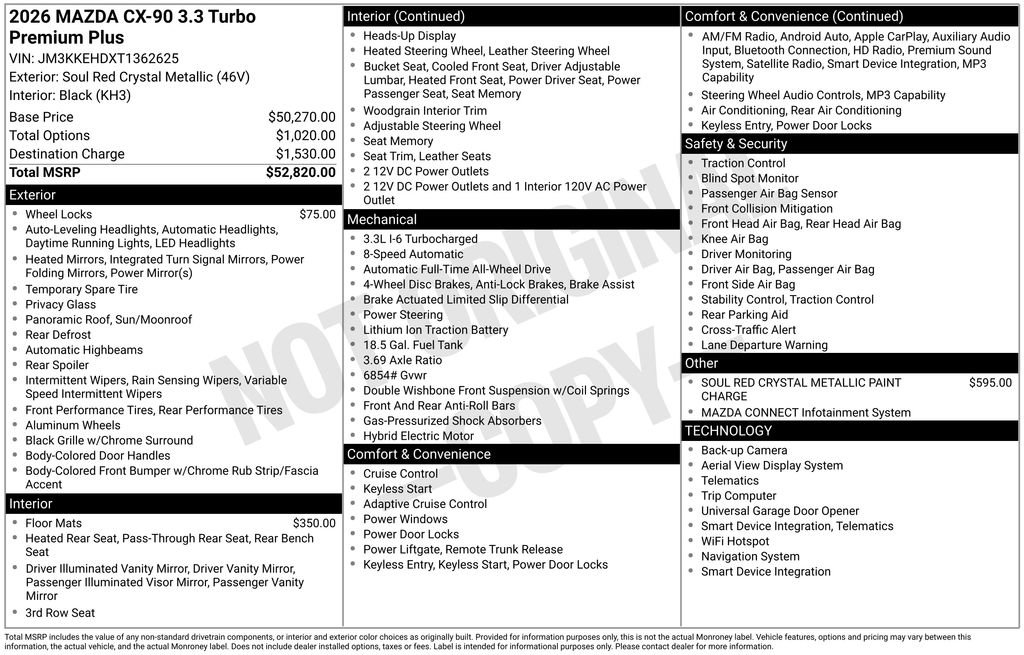 New 2026 MAZDA CX-90 3.3 Turbo w/ Premium Plus Pkg AWD/4WD image 7