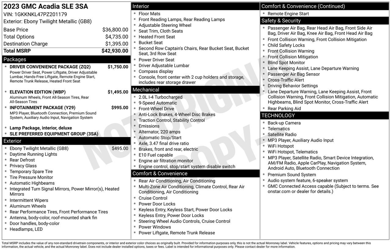 Used 2023 GMC Acadia SLE w/ Driver Convenience Package FWD image 33