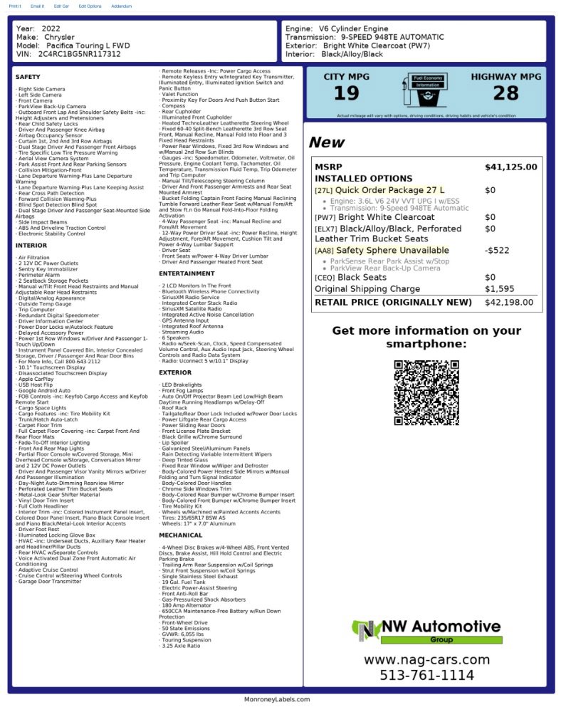 Used 2022 Chrysler Pacifica Touring-L FWD image 2