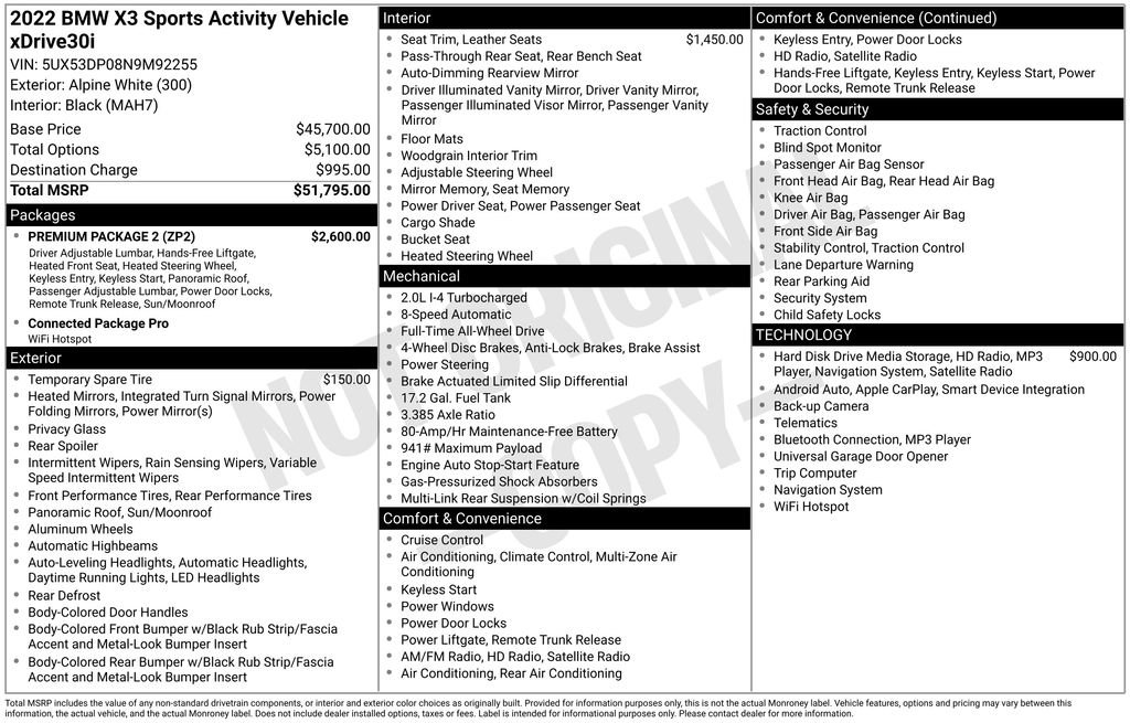 Used 2022 BMW X3 xDrive30i w/ Premium Package 2 image 24