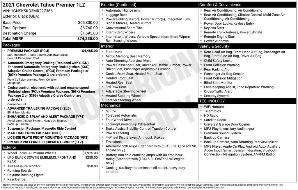 Used 2021 Chevrolet Tahoe Premier w/ Premium Package AWD/4WD image 3