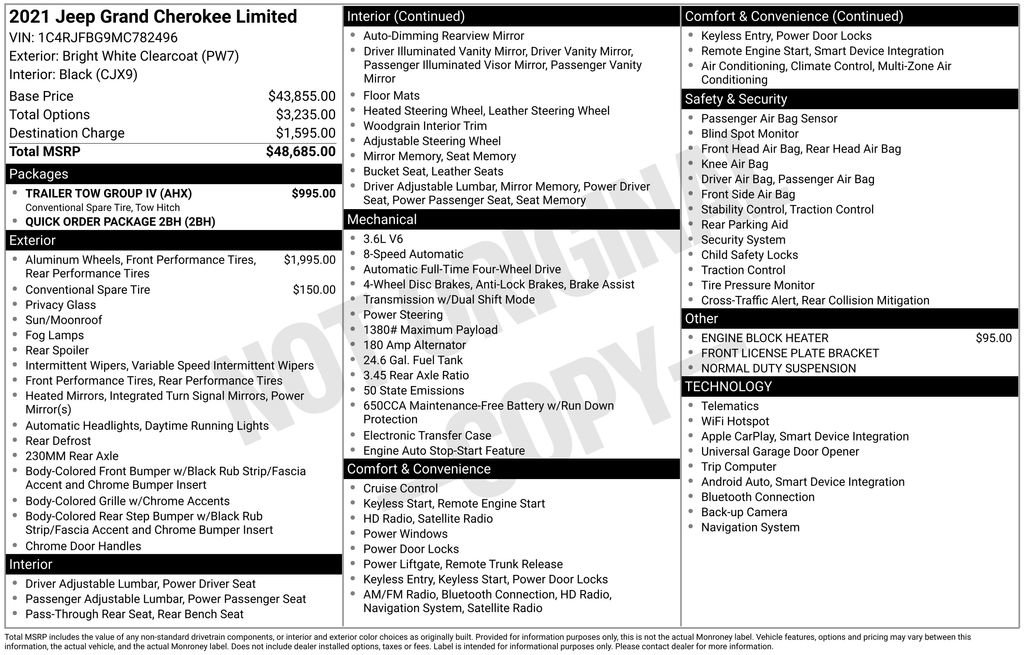 Certified 2021 Jeep Grand Cherokee Limited w/ Trailer Tow Group IV image 47