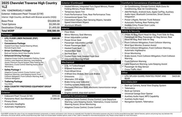 Certified 2025 Chevrolet Traverse High Country w/ LPO, Floor Liner Package FWD image 5