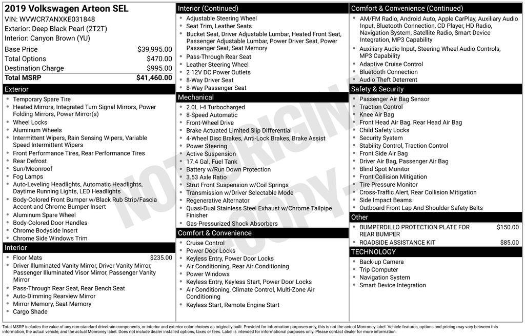Used 2019 Volkswagen Arteon SEL image 16