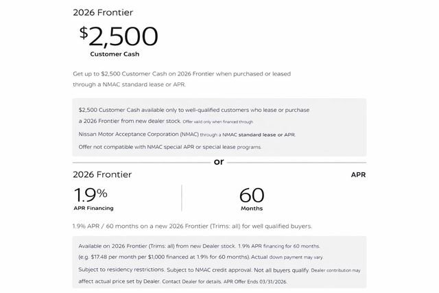 New 2026 Nissan Frontier SV w/ Tow Package image 2