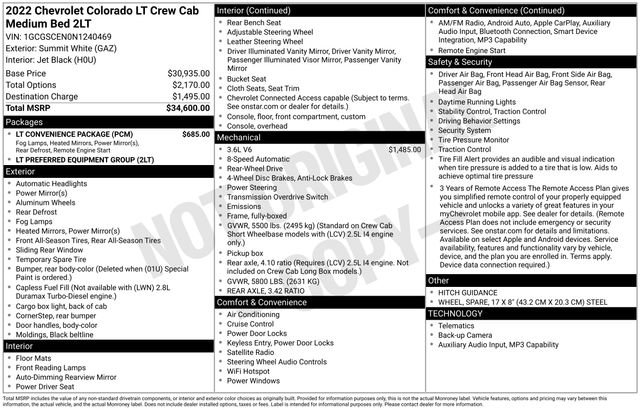 Used 2022 Chevrolet Colorado LT w/ LT Convenience Package image 34