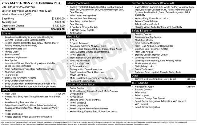 Used 2022 MAZDA CX-5 AWD 2.5 S w/ Premium Plus Pkg image 39