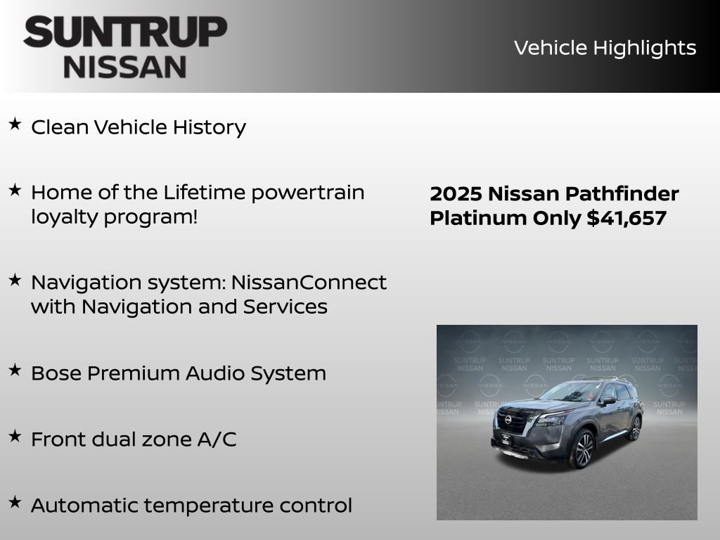 Certified 2025 Nissan Pathfinder Platinum w/ Cargo Package AWD/4WD image 8