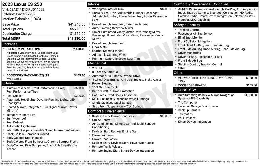 Used 2023 Lexus ES 250 w/ Premium Package image 16