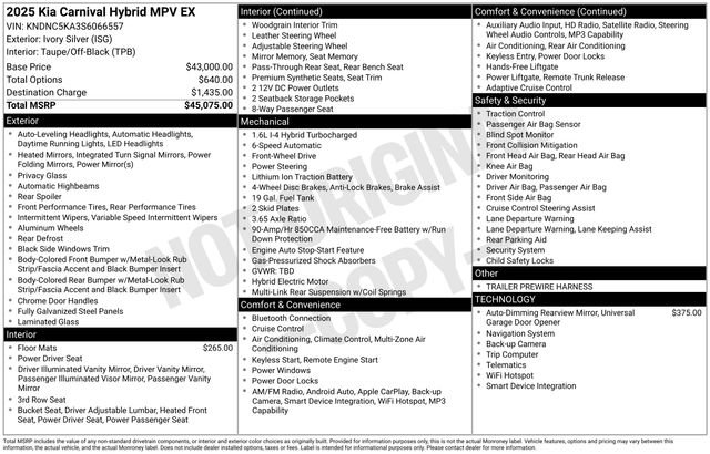 Used 2025 Kia Carnival EX FWD image 22