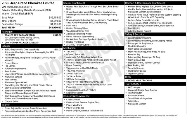 Used 2025 Jeep Grand Cherokee Limited w/ Trailer Tow Package AWD/4WD image 41