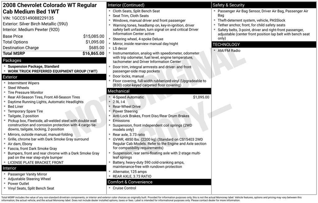 Used 2008 Chevrolet Colorado W/T RWD image 2