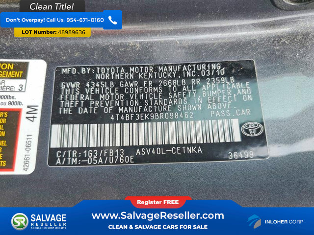 Used 2011 Toyota Camry LE w/ LE Extra-Value Pkg FWD image 16