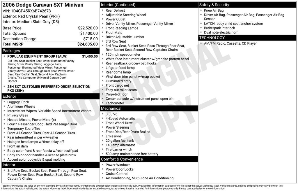 Used 2006 Dodge Caravan SXT w/ Popular Equipment Group I FWD image 23