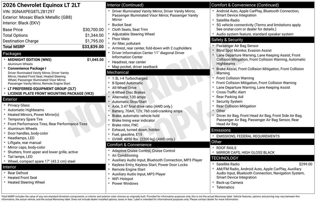 Used 2026 Chevrolet Equinox LT w/ Midnight Edition image 2
