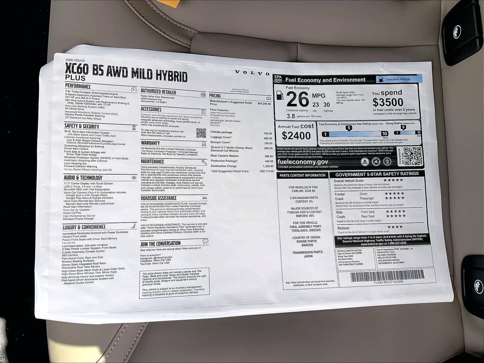 New 2026 Volvo XC60 B5 Plus w/ Climate Package AWD/4WD image 36