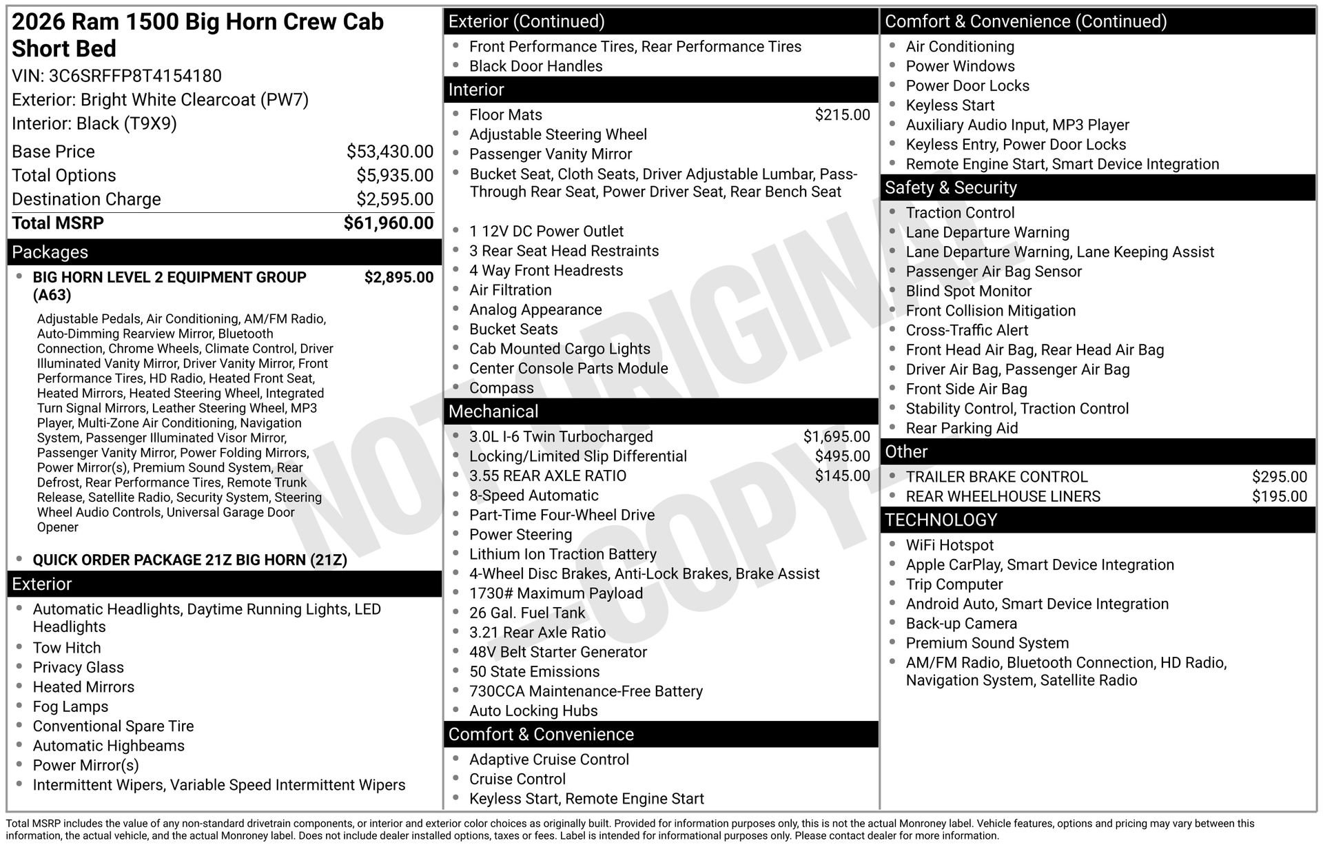 New 2026 RAM 1500 Big Horn AWD/4WD image 3