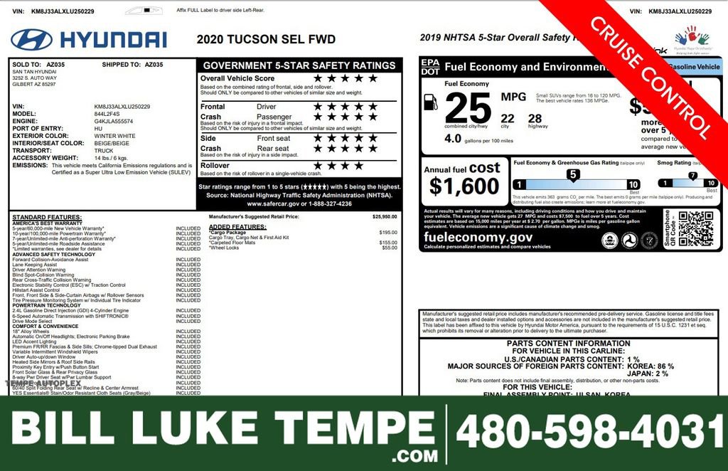 Used 2020 Hyundai Tucson SEL w/ Cargo Package