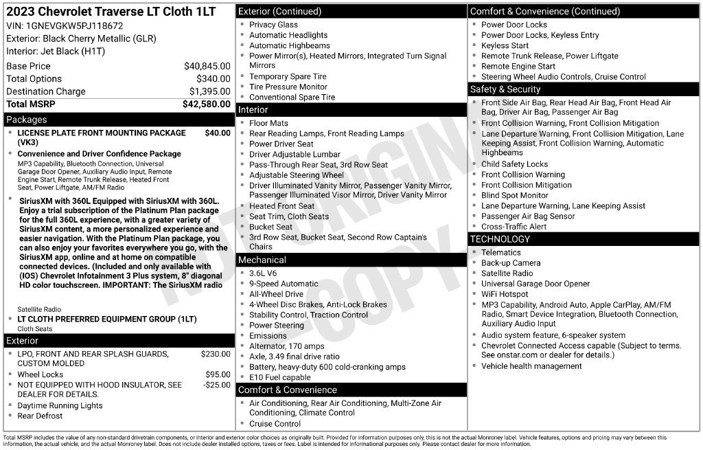Certified 2023 Chevrolet Traverse LT AWD/4WD image 11