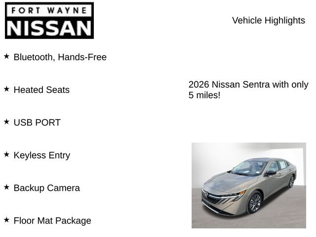 New 2026 Nissan Sentra SL w/ Floor Mat Package image 8