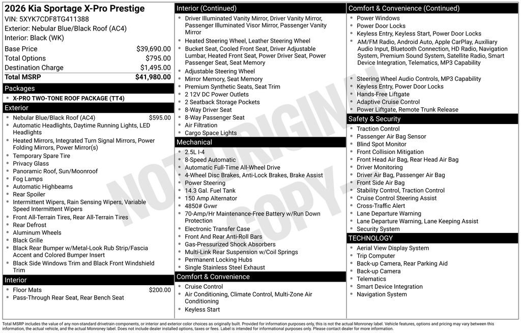 New 2026 Kia Sportage X-Pro Prestige AWD/4WD image 6
